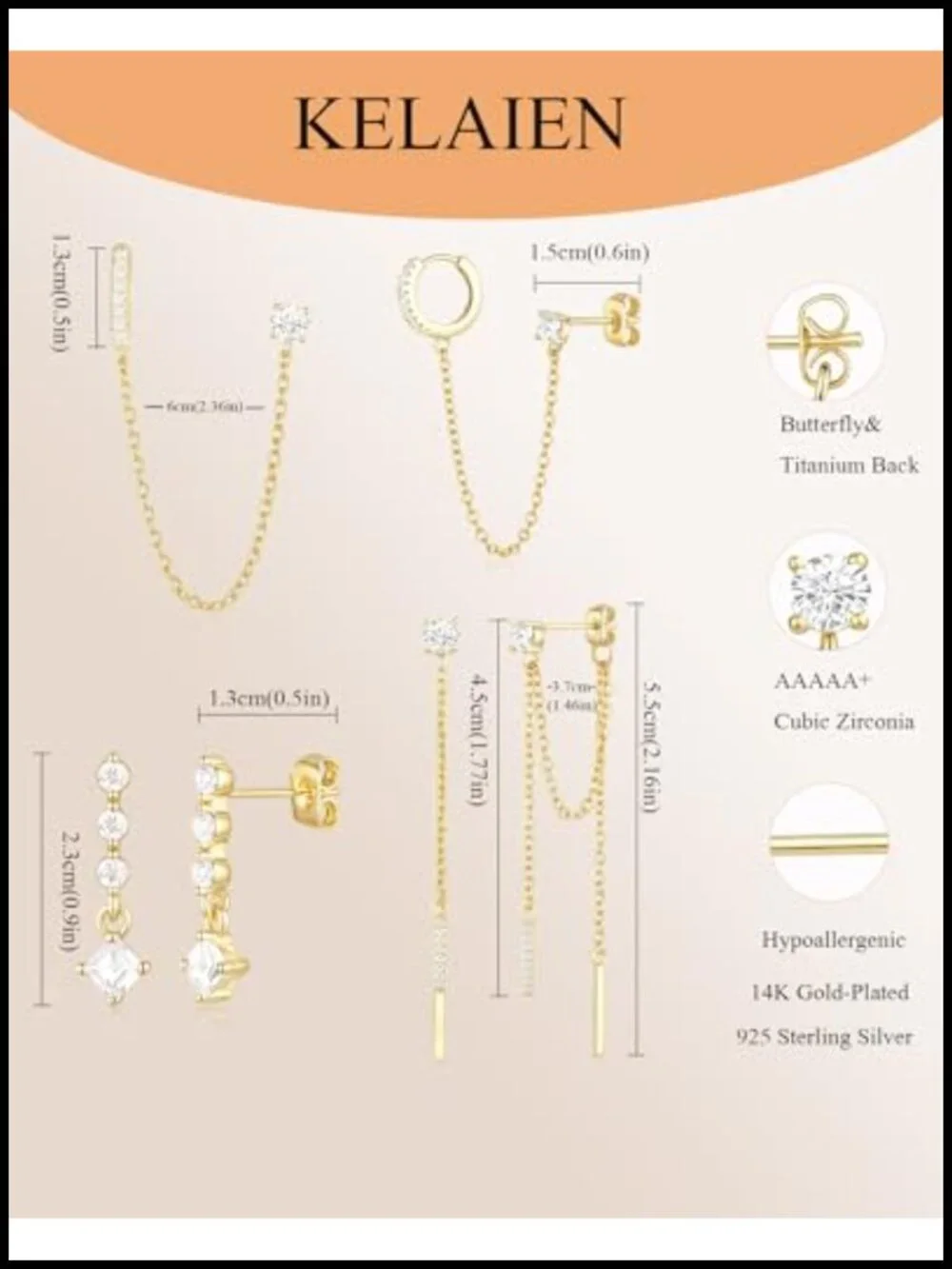 14K Gold Plated Dangle Earrings Set with Pearls & Zirconia, Hypoallergenic